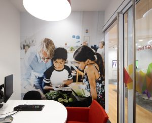 Internal of a store with design on wall